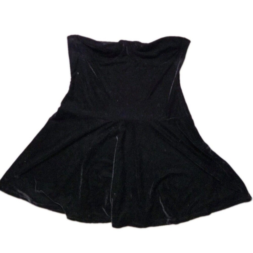 JL Luxe Black Velvet Strapless Fit & Flare Mini Dress Side Zip Size XL EUC